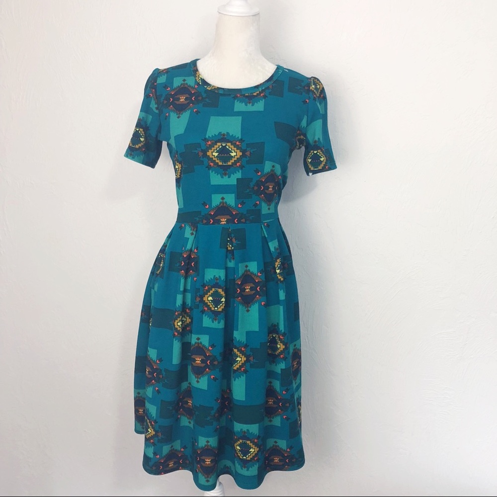 Lularoe Amelia Tribal Print Pleated Dress